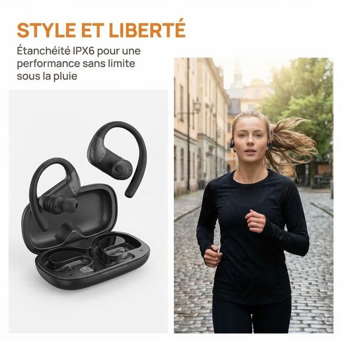 Auriculares inalámbricos GSQZLTE - Más de 180 idiomas - Sonido estéreo HiFi - 60 horas de autonomía - Bluetooth 5.4 - Negro