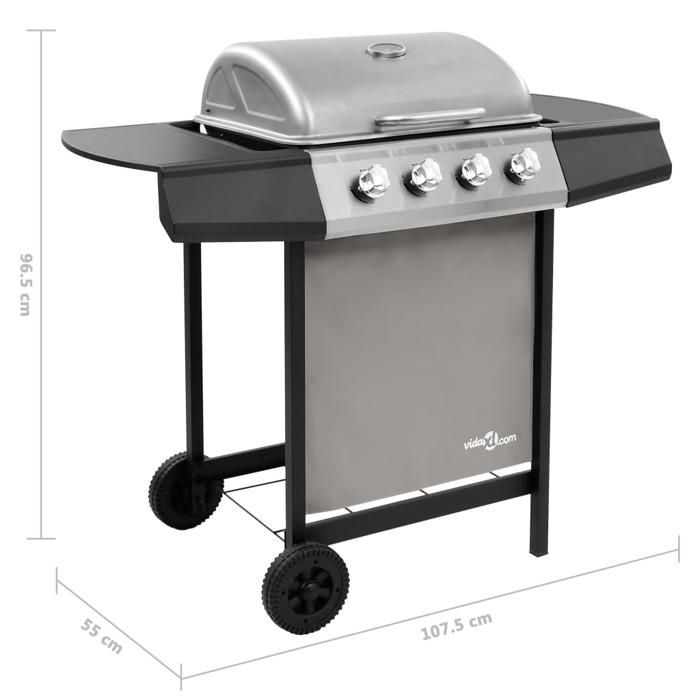 Barbacoa de gas vidaXL con 4 quemadores, parrilla para exteriores, barbacoa de jardín, barbacoa al aire libre 48547