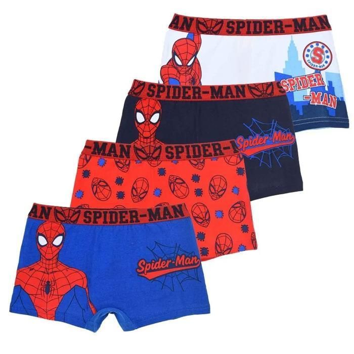 Paquete de 4 calzoncillos bóxer de algodón de Spider-Man para niños, 