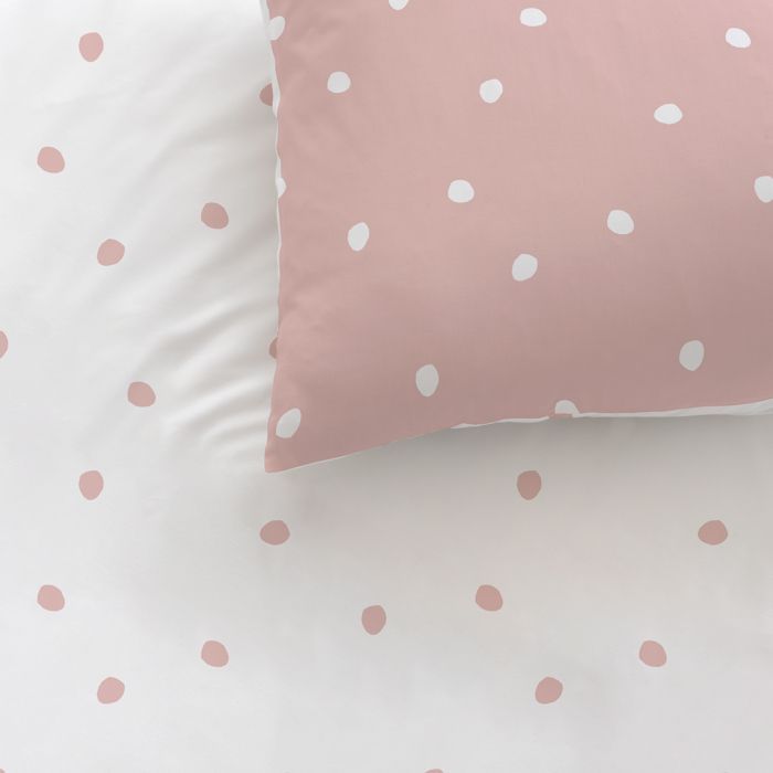 Kinderbettwäsche-Set mit Print, 100 % Baumwolle – MATT & ROSE – ROSA PUNKTE – Rosa – 140 x 200 + 65 x 65 cm