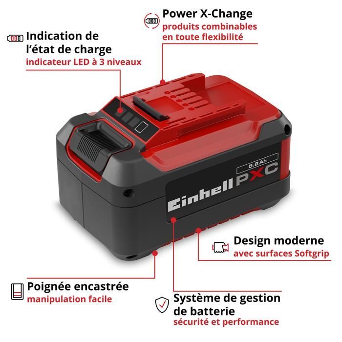 Einhell Batterie 5,2 Ah PXC PLUS (Lithium-Ion, 18V, pour tous les appareils Einhell PXC)