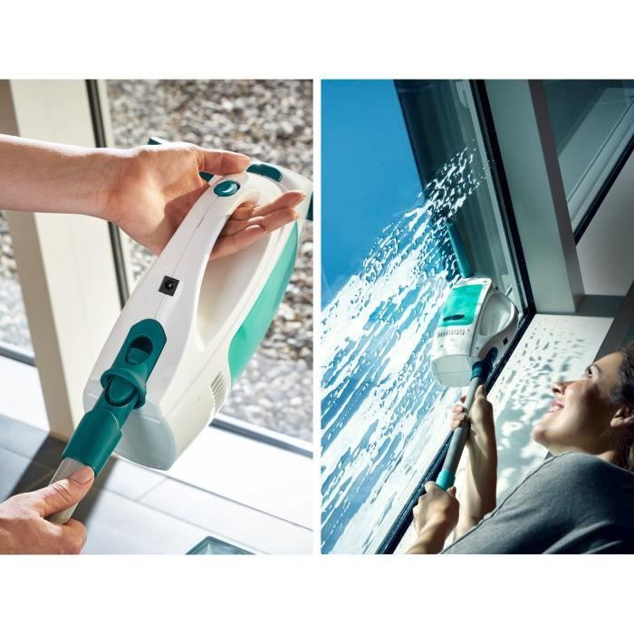 Lavamoquette Leifheit Dry & Clean 51001 con manico, dotata di manico da 43 cm per una pulizia senza aloni, con autonomia della batteria di 38 minuti.