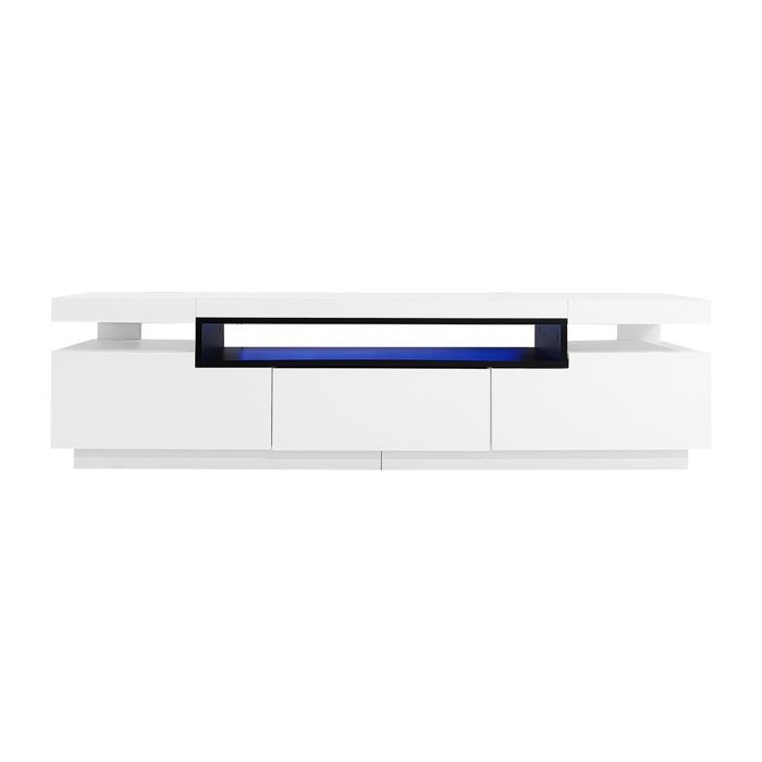 Tv-meubel van 160 cm met ledverlichting - 3 lades - geschikt voor tv's van 70-79 inch - wit