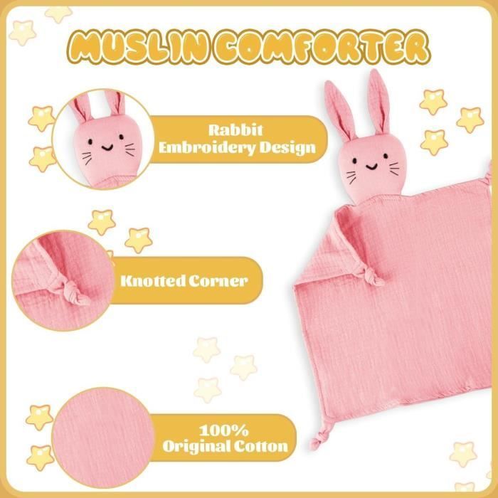 Coffret Cadeau Naissance Bébé,de Dentition et Bavoir Garçons et Filles avec Doudou Bébé,Set de Cadeaux pour la Fête de Bébé(Rose)