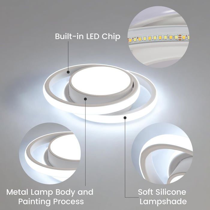 Plafonnier LED Rond 32W 2350LM Blanc Froid 6500K Comely Luminaire Moderne pour Salon Cuisine Couloir Salle de Bains 28cm