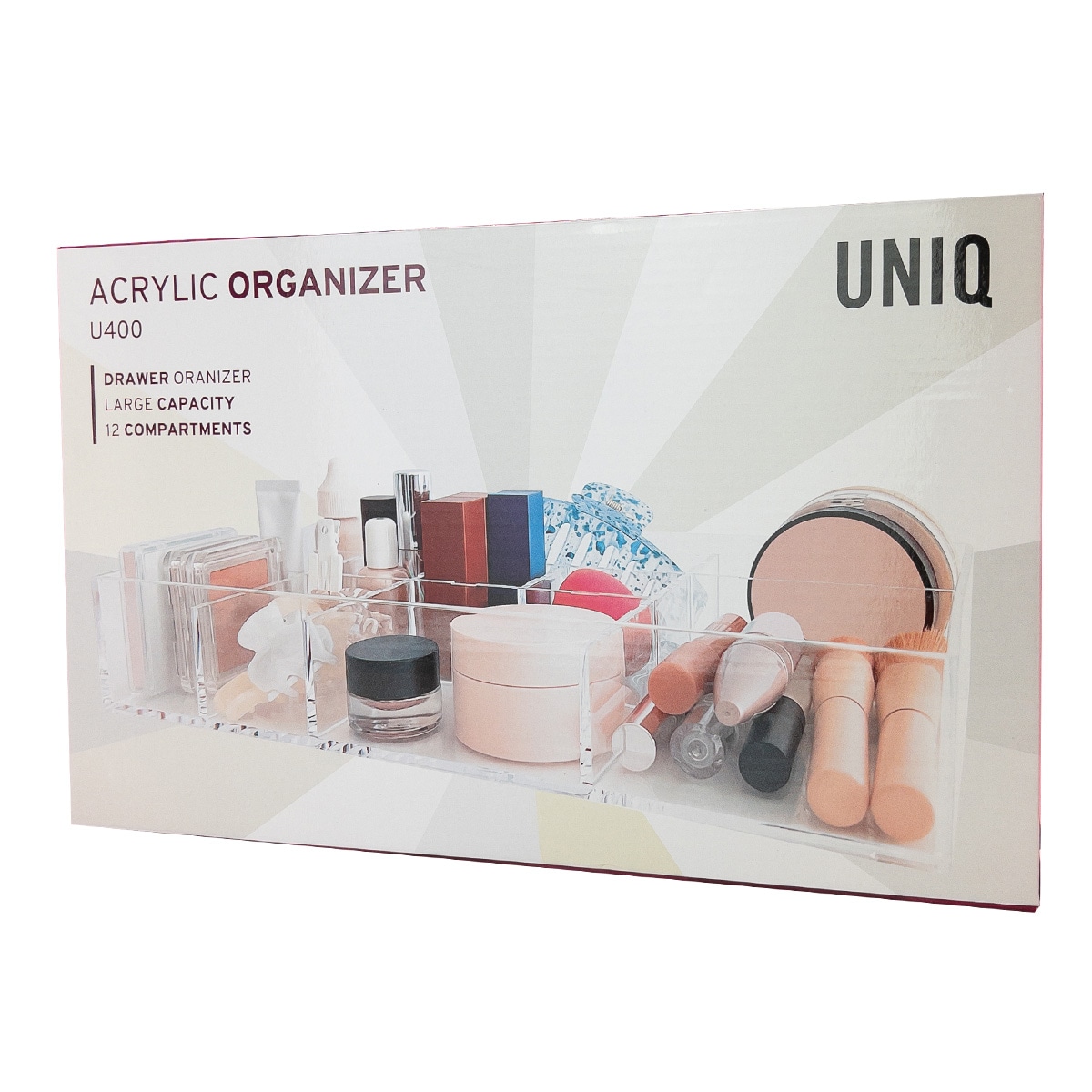 UNIQ Organisateur de maquillage et de bijoux - 12 compartiments