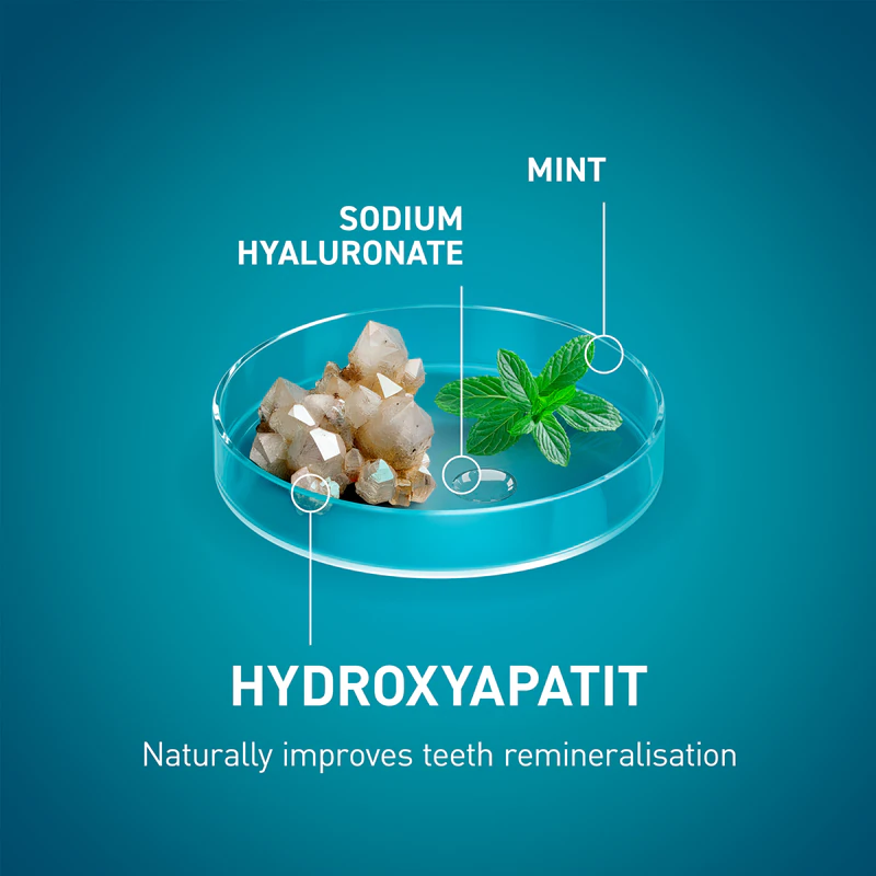 Pasta de dentes MEDIBLANC com ácido hialurônico e hialuronato de sódio para clareamento dental.