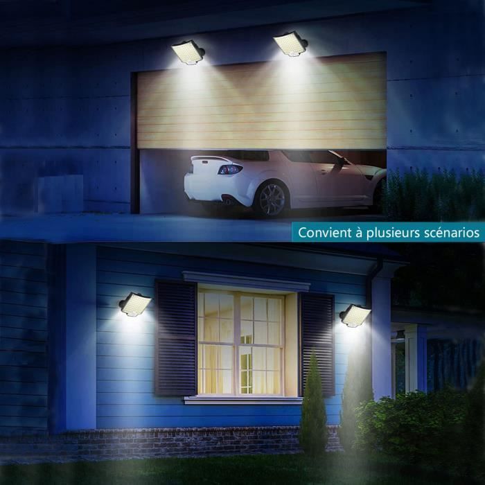 Buitenlamp op zonne-energie met bewegingssensor, 106 LED's, 2 stuks, IP65 waterdicht, 120° verlichtingshoek met 5 meter kabel