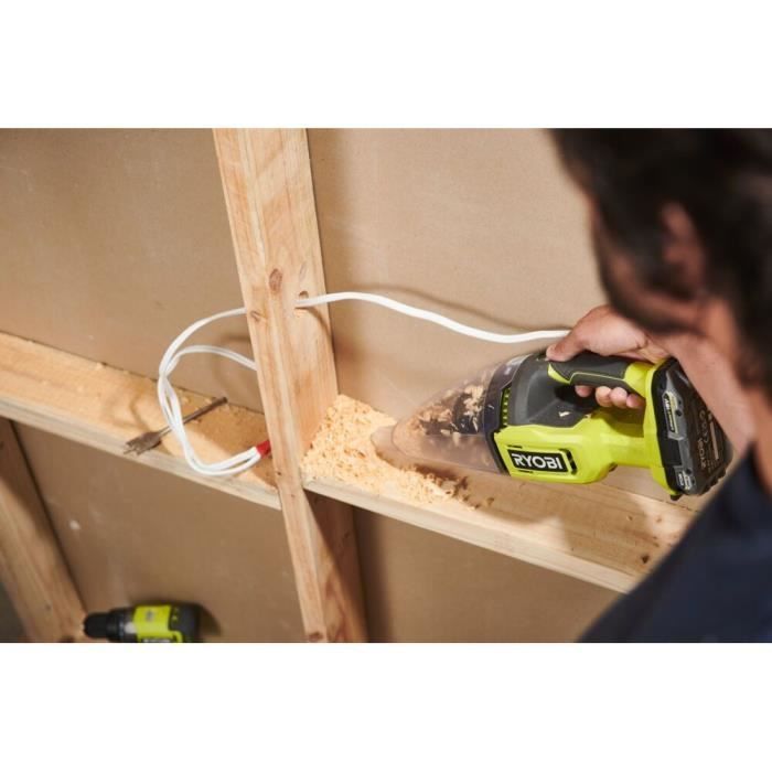Aspiradora de mano RYOBI ONE+ de 18 V - 29 AW - 1000 l/min - 0,85 m³/min - Depósito de polvo de 600 ml - Disponible - RHV18-0