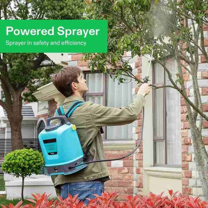 Pulvérisateur électrique 10 L avec six buses, bandoulière réglable et lance de pulvérisation pour le jardin, pelouse avec a