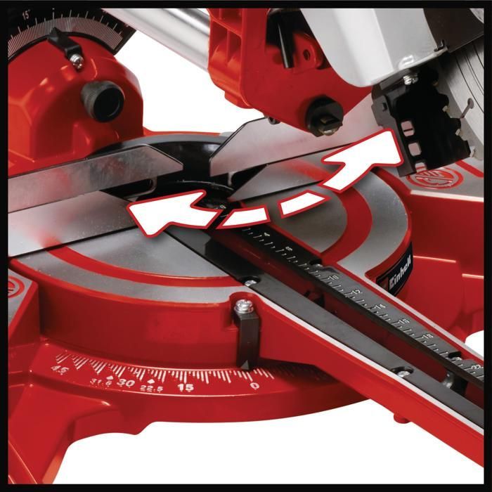 Sierra ingletadora radial doble Einhell TC-SM 2131/1 (máx. 1800 W, 4900 rpm) con hoja de carburo de tungsteno y láser.