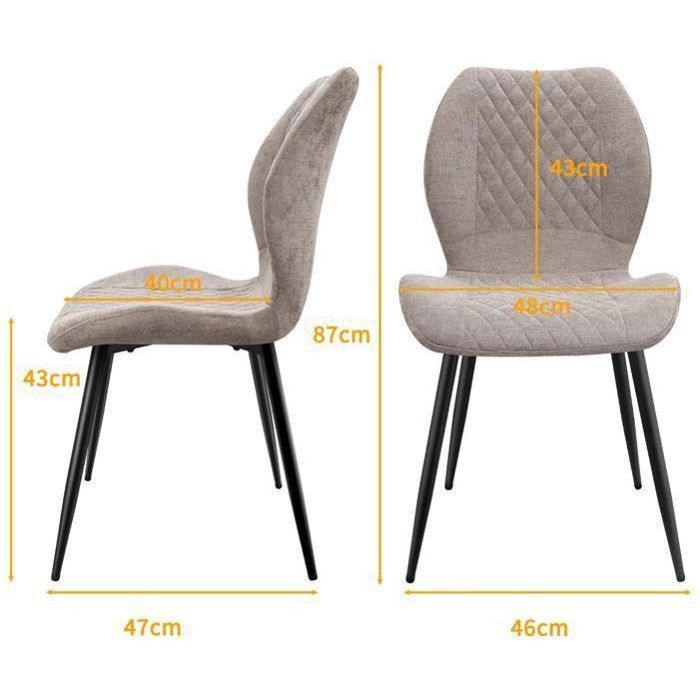 WAFTING Lot de 6 Chaises  salle à manger,avec Coussin en éponge de lin, Pieds en métal et revêtement en à Motif Diamant,Marron.