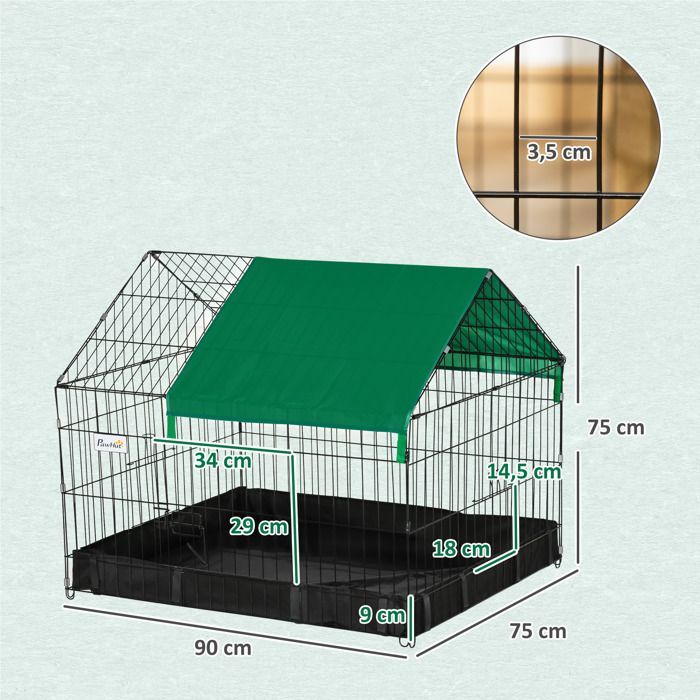 Kaninchenkäfig/Gehege – PawHut – Nagerstall für drinnen und draußen mit Schutzabdeckung – Holz – 90 x 75 x 75 cm
