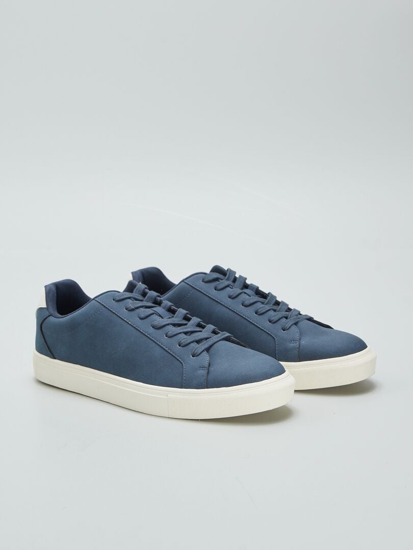 Lage sneakers met textuur - BLAUW