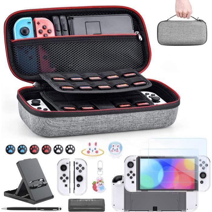 Nintendo Switch Accessories - INNOAURA - 18-in-1 Pack - Game Case - Screen Protector - Gray