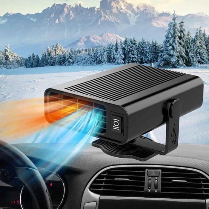Riscaldatore portatile per auto - MICH - Sbrinatore portatile - Base girevole a 360° - Spina accendisigari 12V - 14x10,5x8 cm