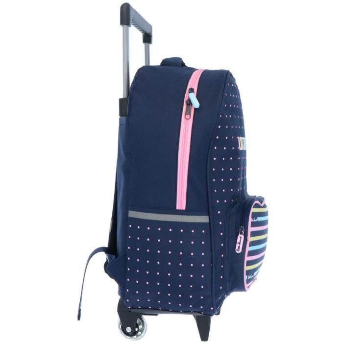 Rolrugzak - LITTLE MARCEL - Gestreept - 42 cm - 2 compartimenten - 1 jaar garantie
