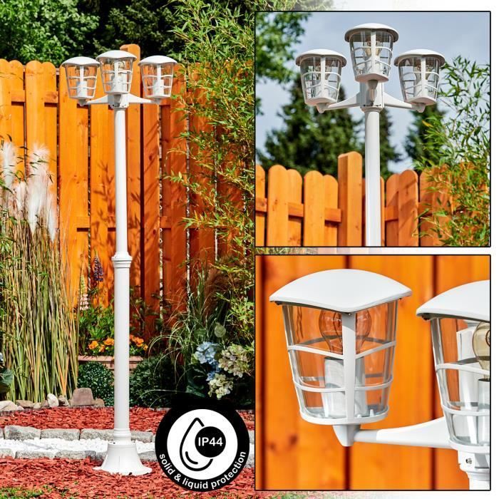 Lámpara de pie para exteriores - HOFSTEIN - Lalwori - Metal blanco - Plástico transparente - IP44