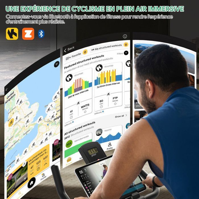 Cyclette con app integrata - Schermo LCD - Funzionamento silenzioso con resistenza magnetica regolabile - Per allenamento cardio - Portata massima 150 kg