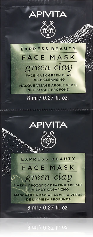 Máscara Facial de Limpeza Express Beauty Apivita com Argila Verde: máscara de limpeza e suavização com argila verde.