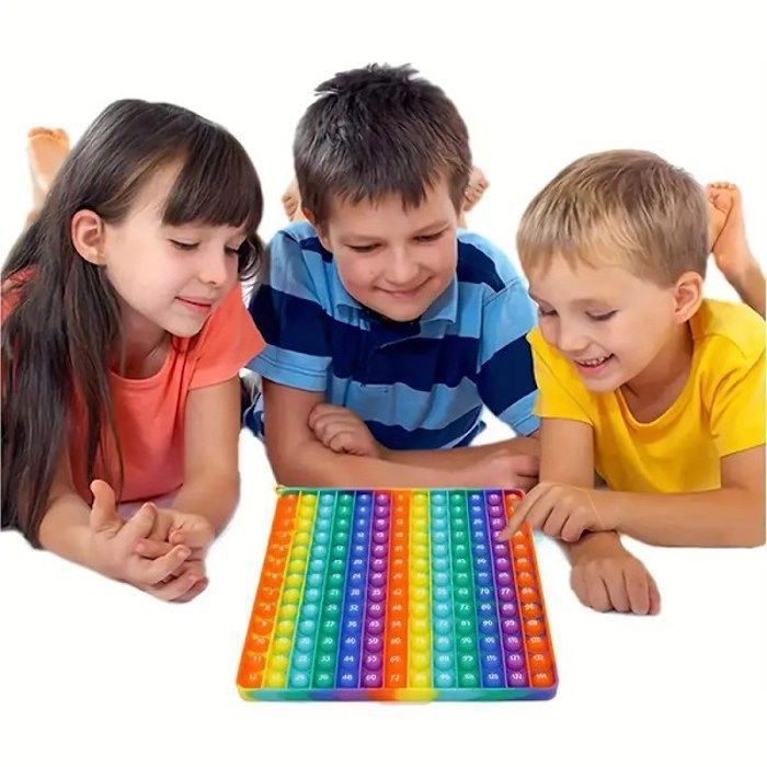12x12 Multiplikator-Seifenblasen-Fidget-Spielzeug für Kinder - Pop-Spielzeug-Lernmatte mit Handspinner