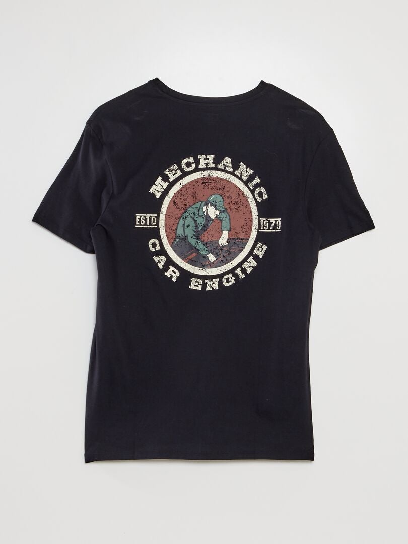 T-shirt met bedrukte achterkant - ZWART