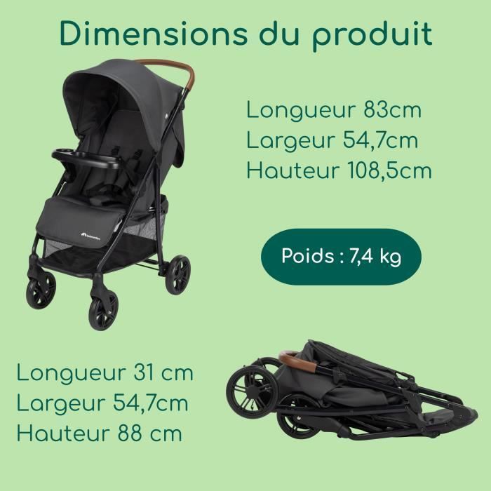 BEBECONFORT MISTY, Passeggino compatto e confortevole con ampio cestino portaoggetti, adatto dalla nascita fino a 4 anni, da 0 a 22 kg, colore grafite minerale.