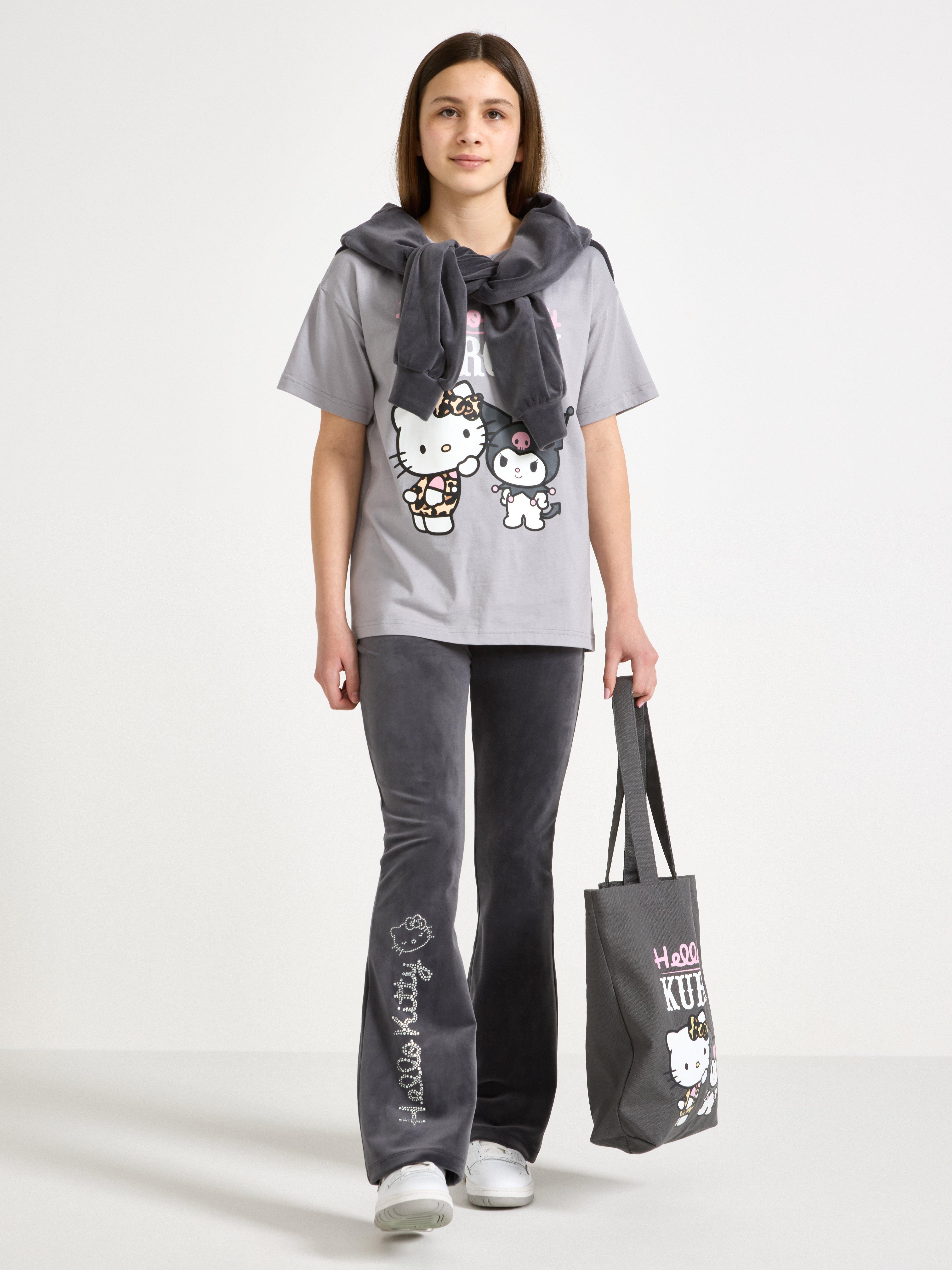 Hello Kitty hlače sa zupčastim efektom, tamno sive
