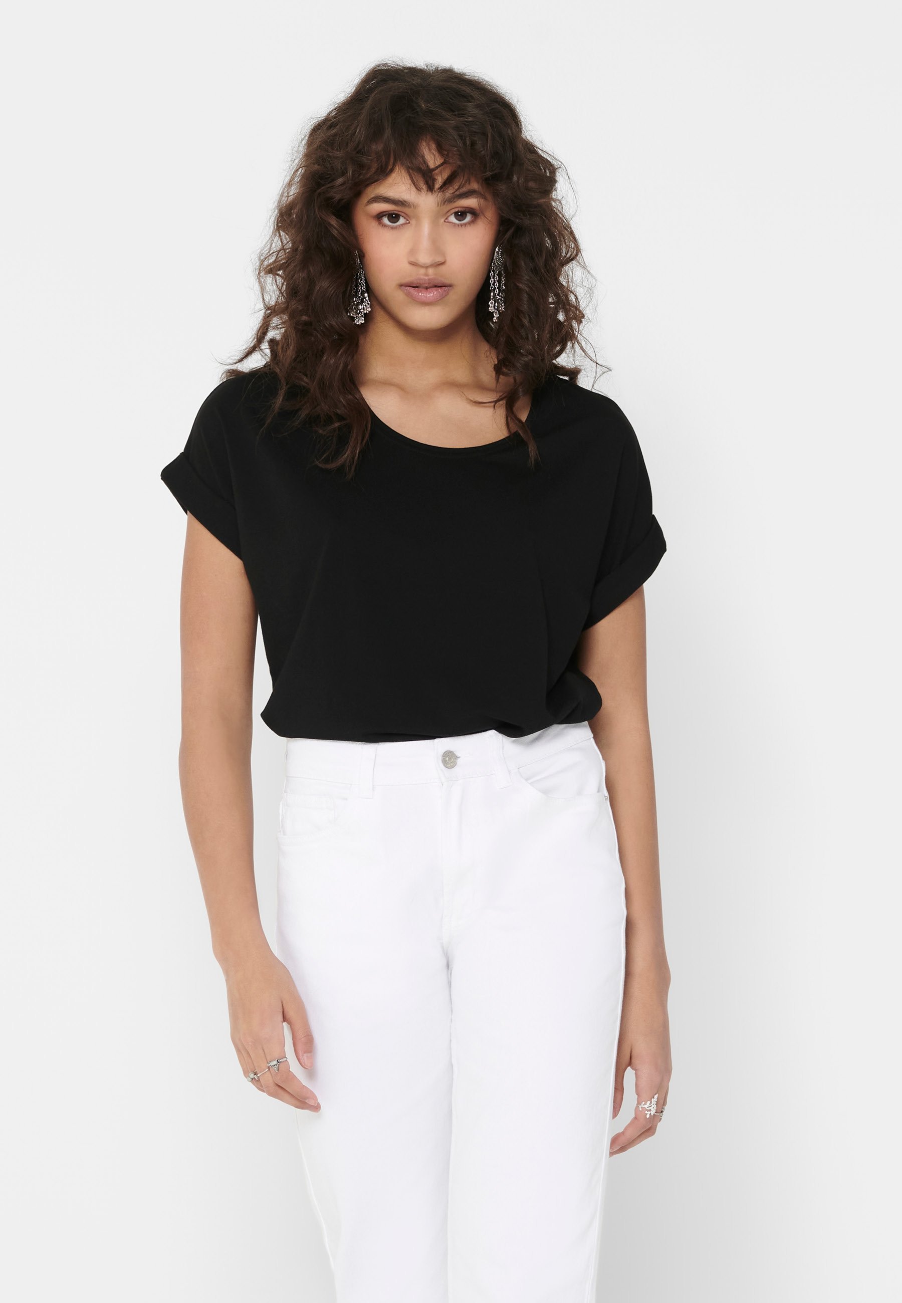 ONLY MOSTER O-HALS - Blouse - zwart/effen zwart