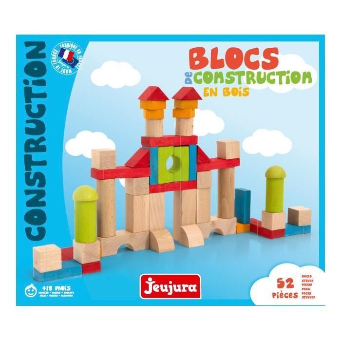 JEUJURA -Jeu de Construction en Bois, 52 Pièces