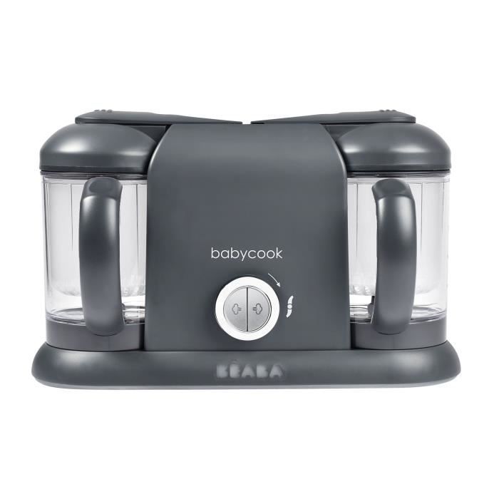 BÉABA - Babycook Duo - Robot da cucina 4 in 1 per pappe, frullatore e cuocipappe - Cottura a vapore rapida - Capacità XXL 2200 ml - Grigio scuro