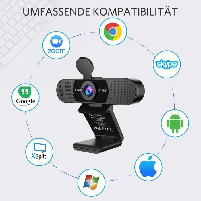 Webcam - eMeet - C960 - Full HD 1080P - Dual Microphone - Wide Angle 90°