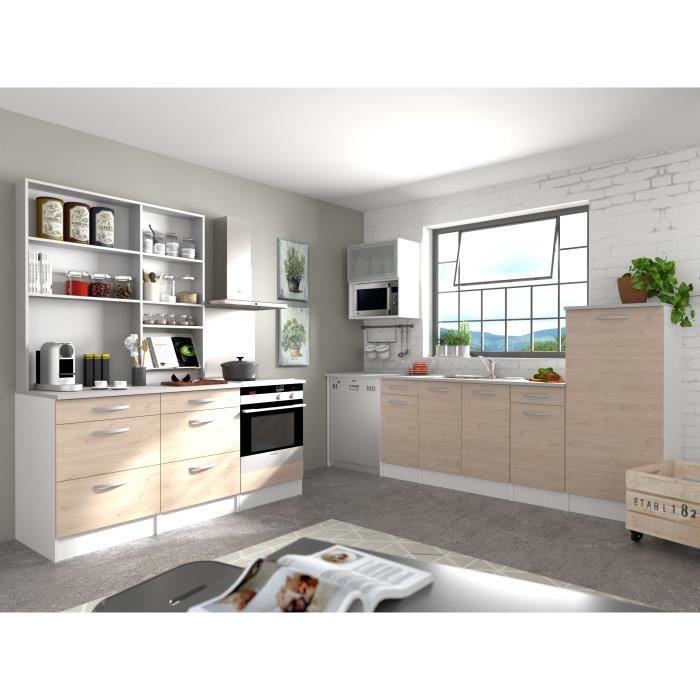 OSLO Meuble Bas 1 porte + 1 tiroir + plan - Décor Chêne Jackson - L 40 x P 60 x H 86 cm
