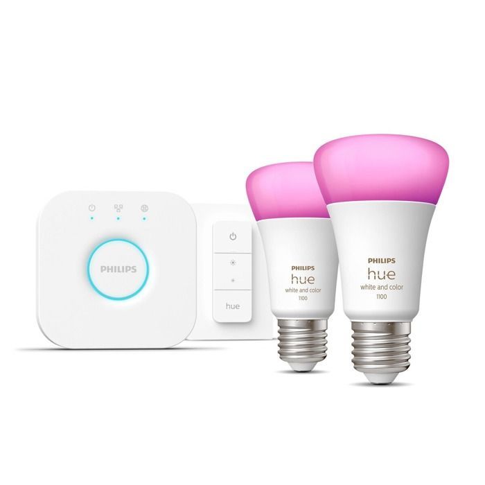 Philips Hue Smart Bulbs Discovery Pack Philips Hue Starter Kit White and Color Ambiance + Bridge + Fernbedienung + 2