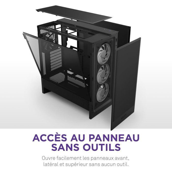 Case mid-tower ATX compatto NZXT CC-H52FB-R1 - H5 Flow RGB con ventole RGB incluse - Nero