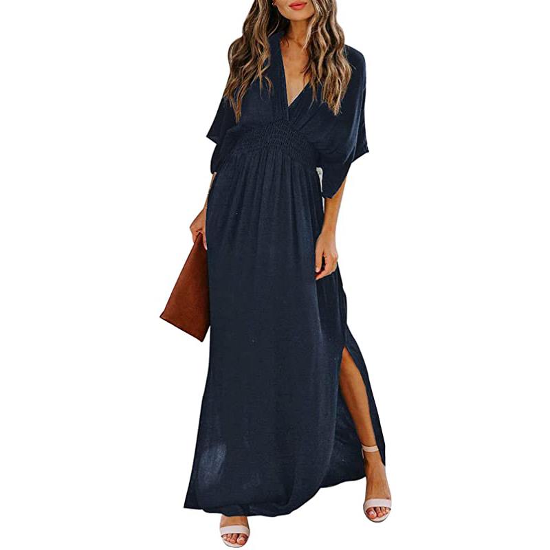 Robe d'été décontractée et ample en satin soyeux pour femme