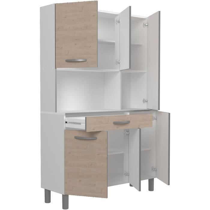 OSLO Buffet de 120 cm - 1 Tiroir et 6 Portes - L 120 x P 40 x H 185 cm - Coloris Chêne