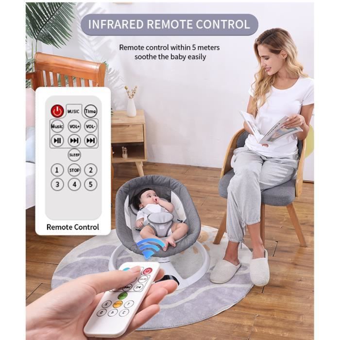 Altalena/sdraietta elettrica per neonati, comoda, regolabile e multifunzionale - Grigio