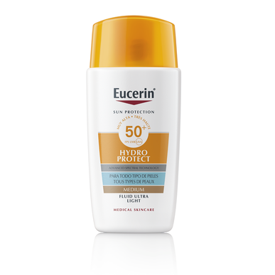 Eucerin Hydro Protect Fluid Ultra Light Medium SPF50 Fugtighedscreme, Medium Farve, 50 ml