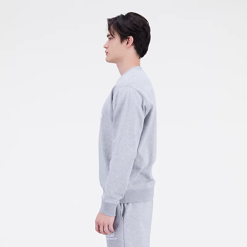Homme Essentials Sweatshirt mit gestapeltem Logo aus French Terry und Rundhalsausschnitt – Sportgrau