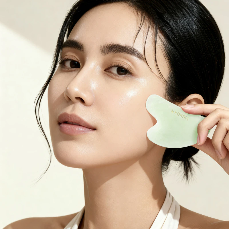 KORIKA Tools Gua Sha Green Jade Stone Nefrit Green príslušenstvo na masáž tváre