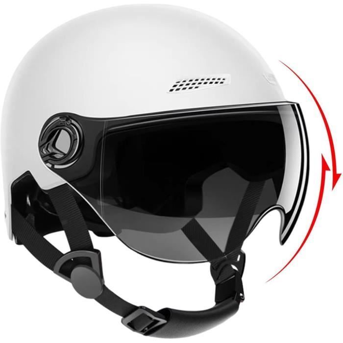 Fietshelm met vizier - AQSACOKIYA - Elektrische scooterhelm - Hoge bescherming - Maat 54-62 cm - Wit