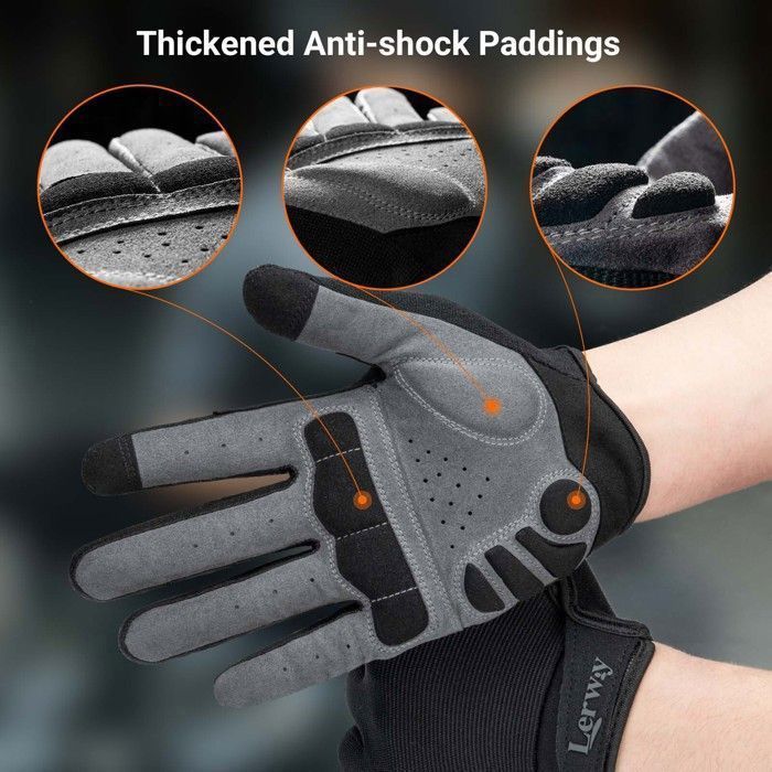 Guantes de ciclismo LERWAY® negros, acolchados, absorbentes y de dedos completos para hombre y mujer (M) - Envío a Francia