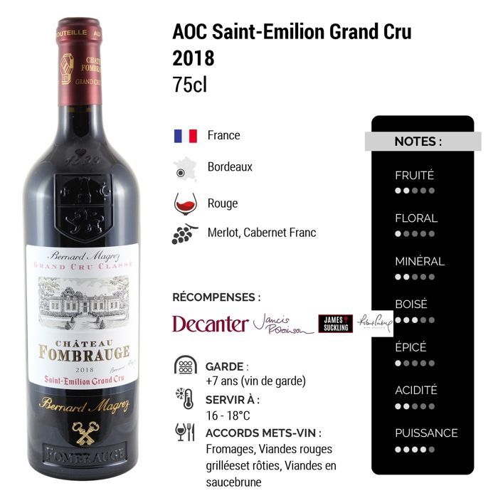 Château Fombrauge Saint-Emilion Grand Cru 2018 - Vin Rouge de Bordeaux (75cl)