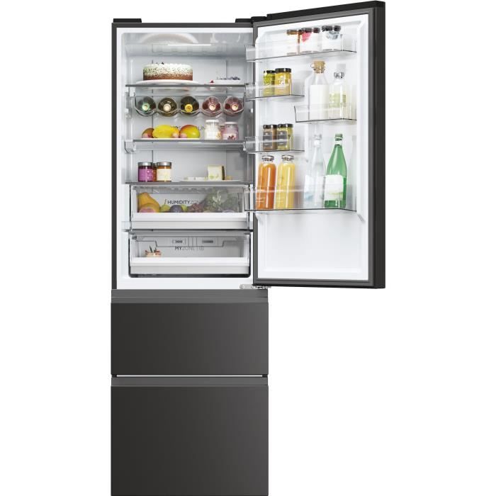 Combi refrigerator - HAIER - 3D 60 Series 5 HTW5618ENPT - Energy Class E - 360 L - 185 x 59.5 x 66.7 cm - Black