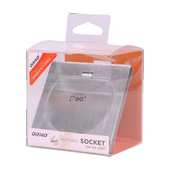 Tomada elétrica à prova d'água - Aço inoxidável - 2P+E - IP55 - 3680W - Para uso externo