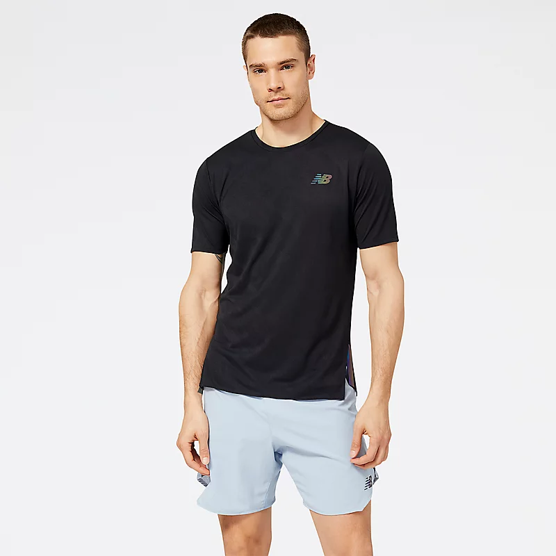 Q Speed Jacquard T-shirt met korte mouwen voor heren - Zwart