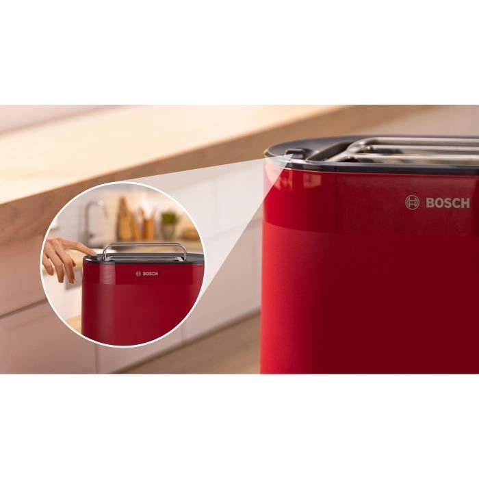 Toaster - BOSCH -  TAT2M124 MyMoment - Rouge - 2 tranches - centrage automatique du pain - fonctions décongélation et réchauffage
