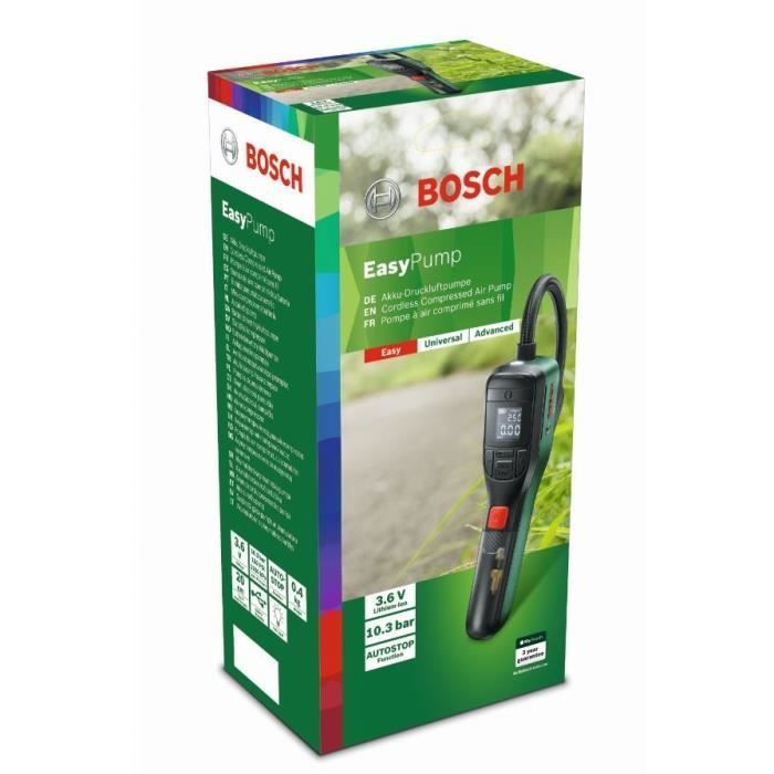 BOSCH Easypump 3.6V cordless air pump - tire inflator (bicycle, car, motorcycle) and balloon inflator with fabric bag 0603947000