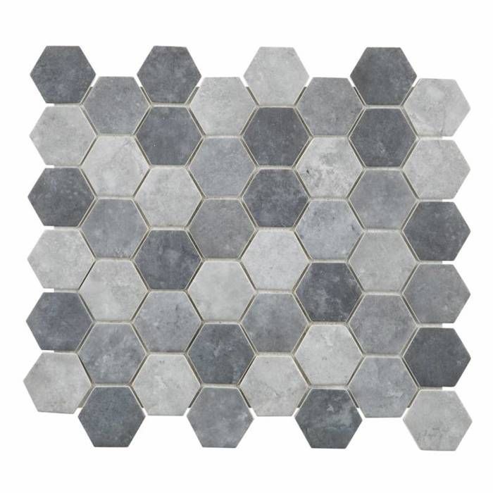 Mosaïque Verre DECOON - Mix Gris - 32.5 x 28 cm - Hexagones